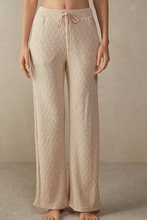 Intimissimi Kışlık Braid Full Length Jacquard Pants Bej Rengi | IDKEU-3809