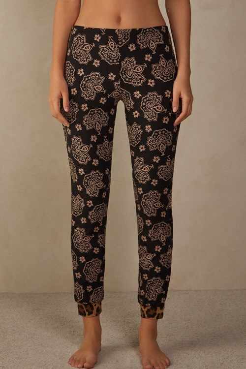 Intimissimi Lady Animalier Modal Cuffed Pants Baskılı Siyah Baskılı | NEAIL-7125
