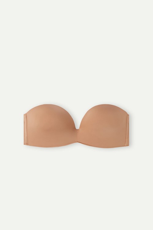 Intimissimi Laura Bandeau Bra in Ultralight Microfiber Bej Rengi | HTDWM-1472