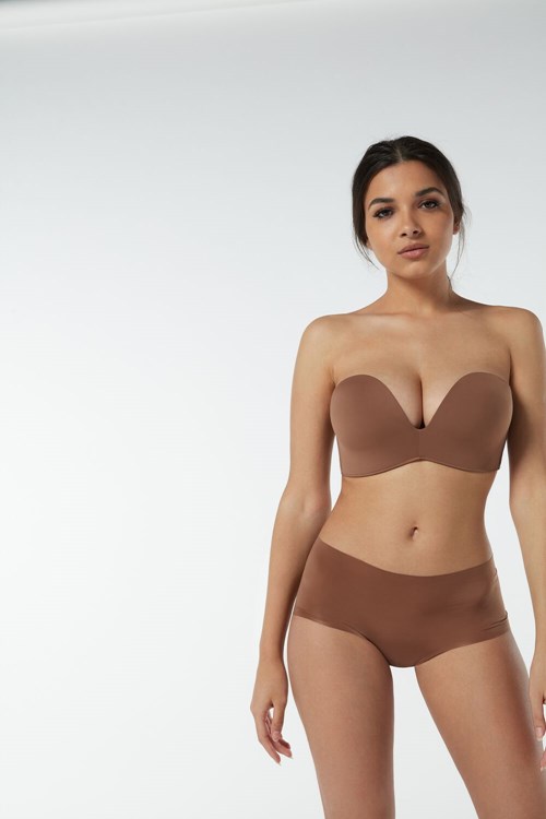 Intimissimi Laura Microfiber Bandeau Bra Koyu Bej Rengi | FXVBZ-8120