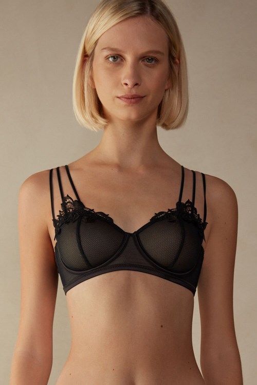 Intimissimi Layers of Lust Balconette Bra Siyah Siyah | ZWXOF-4952