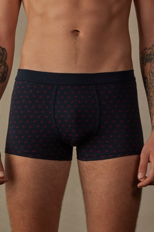 Intimissimi Lily Boxers in Stretch Supima® Pamuklu Mavi Mavi Baskılı | NOBVD-2716