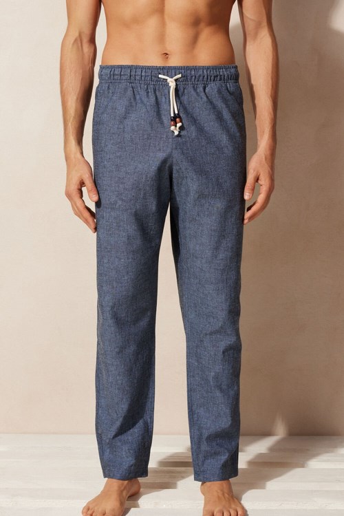 Intimissimi Linen and Pamuklu Full Length Pants Mavi Mavi | DGCHL-3671