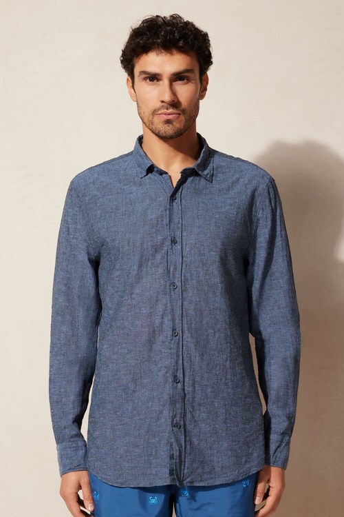 Intimissimi Linen and Pamuklu Shirt Mavi Mavi | OLPTF-2874