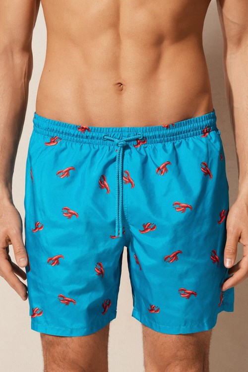 Intimissimi Lobster Print Swim Trunks Mavi Tavuskuşu Mavi Baskılı | VRNPF-2145