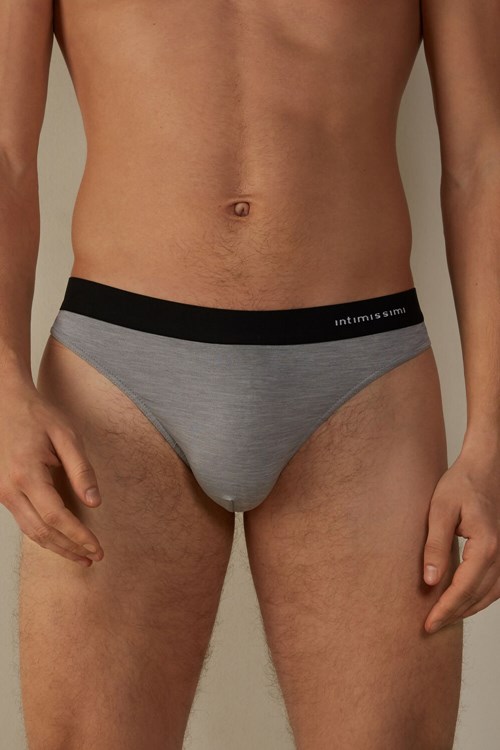 Intimissimi Logo Detailed Microfiber Tanga Gri Açık Gri | UXADS-4860