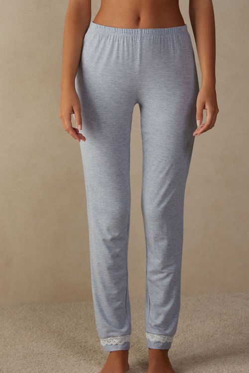 Intimissimi Long Modal Dantel Detail Trousers Açık Mavi Açık Mavi | KHZBM-1594