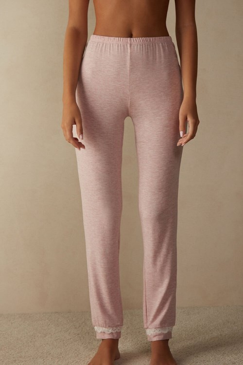Intimissimi Long Modal Dantel Detail Trousers Pembe Açık Pembe | URIVQ-0634