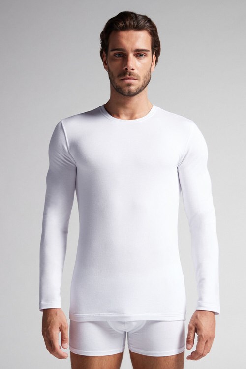 Intimissimi Long-Sleeve Modal-Cashmere Top Beyaz Beyaz | IMNFY-2740