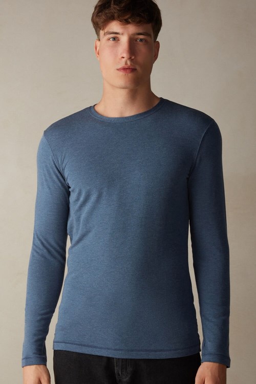 Intimissimi Long-Sleeve Modal-Cashmere Top Mavi Mavi | ZVNTF-8542