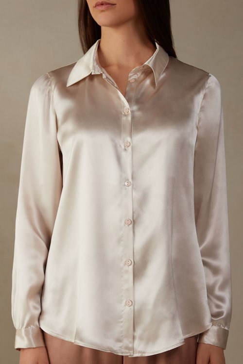 Intimissimi Long Sleeve Silk Shirt Pembe | CWTED-9320