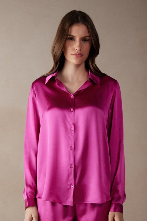 Intimissimi Long Sleeve Silk Shirt Pembe Pembe | XFIQH-7162