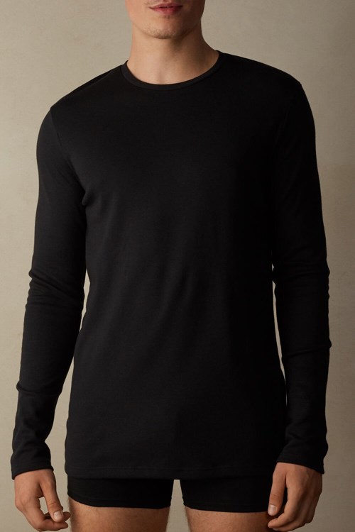 Intimissimi Long Sleeve Top in Warm Pamuklu Siyah Siyah | IJAXP-6312