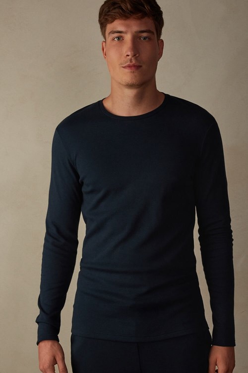 Intimissimi Long Sleeve Top in Warm Pamuklu Mavi Mavi | OVRFC-1908