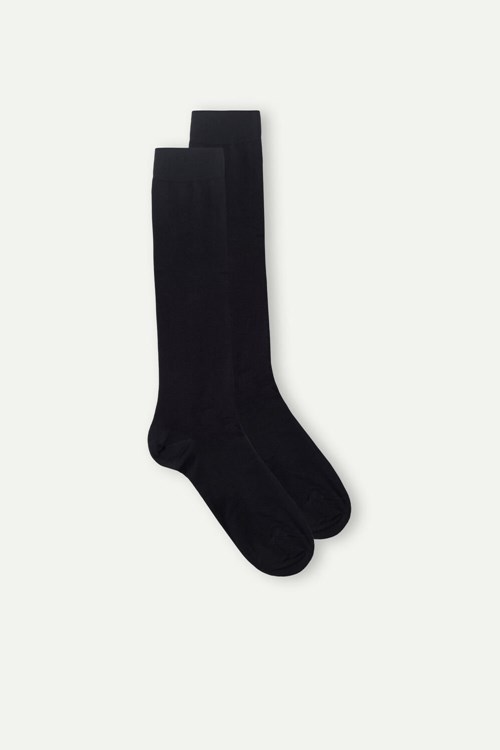 Intimissimi Long Socks in Stretch Supima® Pamuklu Siyah Siyah | QBIRZ-0587
