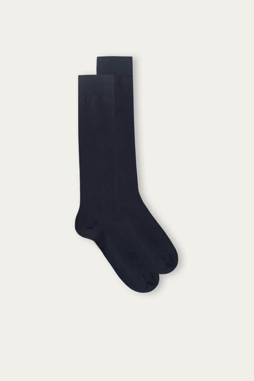 Intimissimi Long Socks in Stretch Supima® Pamuklu Mavi Mavi | UTAZD-0341