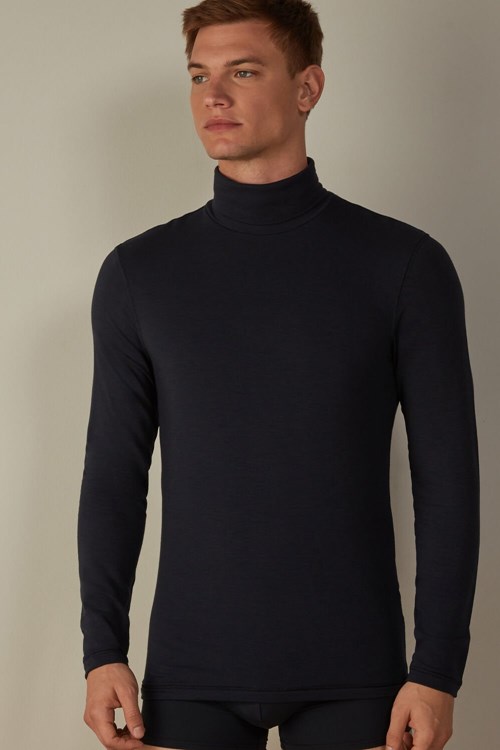 Intimissimi Long-sleeve High-Neck Modal-Cashmere Top Mavi Mavi | CMNYL-3286