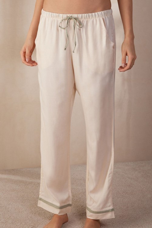 Intimissimi Lost in Fields Full Length Pants in Plain-weave Modal Beyaz | OZIGW-2957