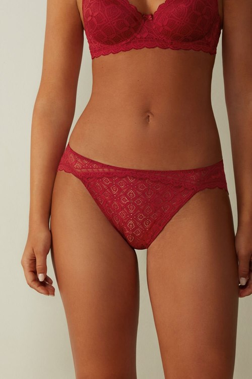 Intimissimi Low Rise Dantel Panties Kırmızı Kırmızı | HSDWR-6730