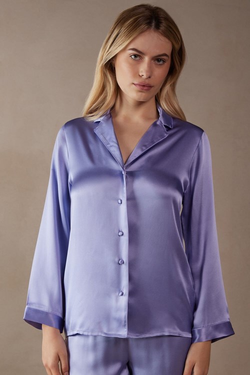 Intimissimi Mannish-Cut Jacket in Silk Satin Lavanta | BYMFE-6840
