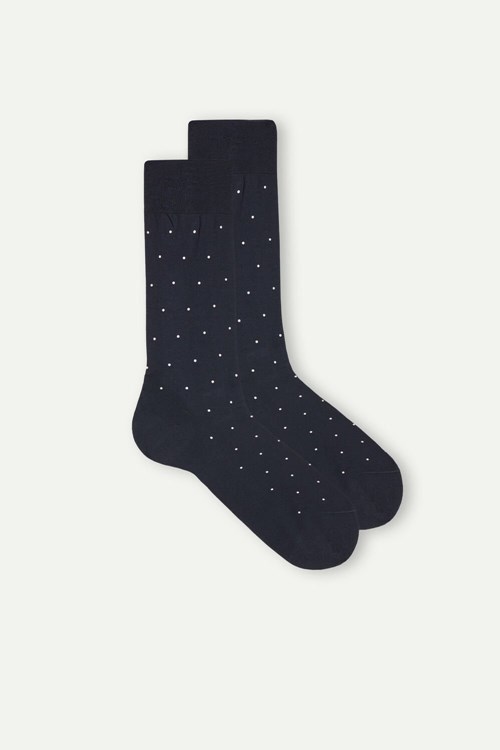 Intimissimi Men’s Kısa Socks in Patterned Lisle Pamuklu Mavi Mavi Baskılı | RYUBM-5861