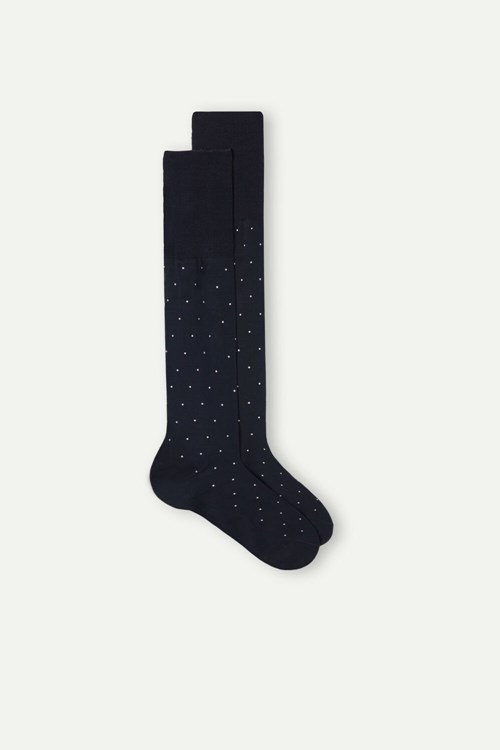 Intimissimi Men’s Long Socks in Patterned Lisle Pamuklu Mavi Mavi Baskılı | KJBCR-0983