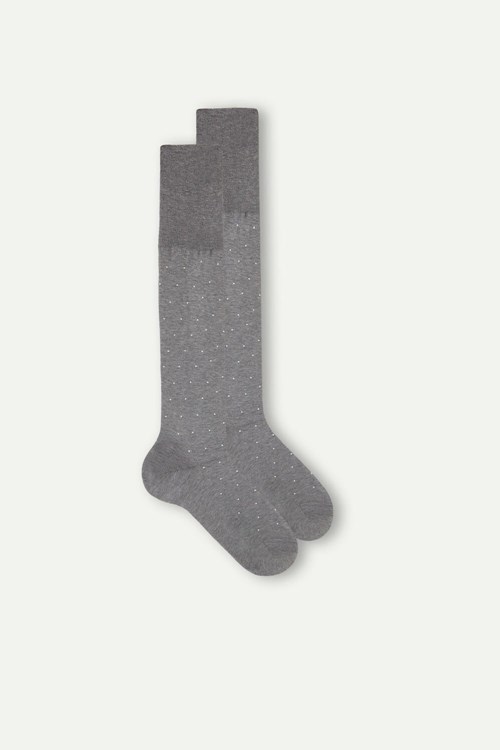 Intimissimi Men’s Long Socks in Patterned Lisle Pamuklu Gri Gri Baskılı | YSIMR-8074