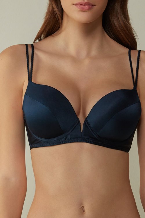 Intimissimi Mia Silk Super Push-Up Bra Mavi Mavi | PJMFG-8631