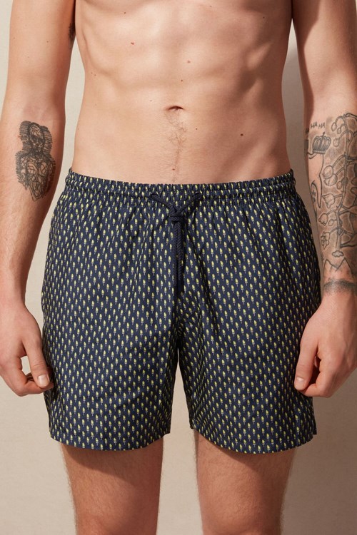 Intimissimi Micro Ice Cream Cone Print Swim Trunks Mavi Mavi Krema Baskılı | TGUOA-3897