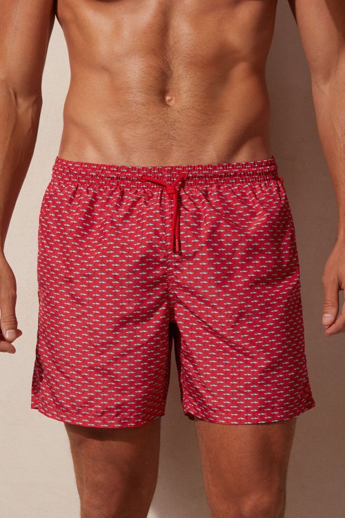 Intimissimi Micro Shark Print Swim Trunks Baskılı Kırmızı | ADGXV-2370