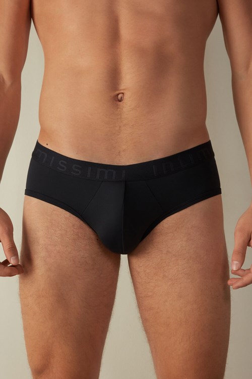 Intimissimi Microfiber Briefs with Logo Detail Mavi Mavi | GNTEY-9145