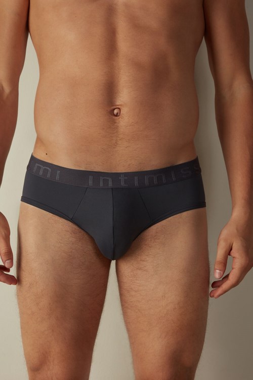 Intimissimi Microfiber Briefs with Logo Detail Gri Gri | HZVIA-4961