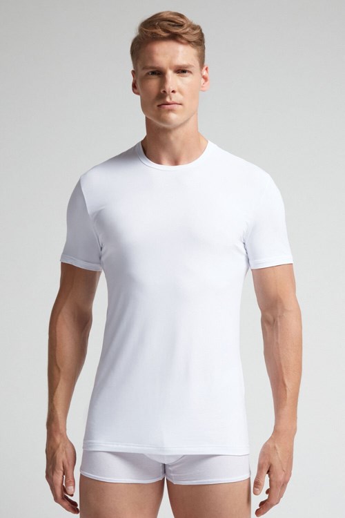 Intimissimi Microfiber T-shirt Beyaz Beyaz | SRUBT-7906