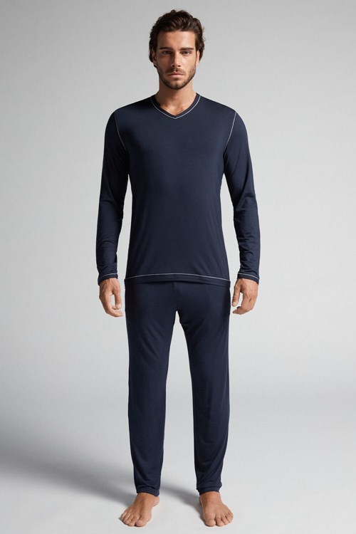 Intimissimi Micromodal Pajamas Mavi Mavi | GKYLT-6981
