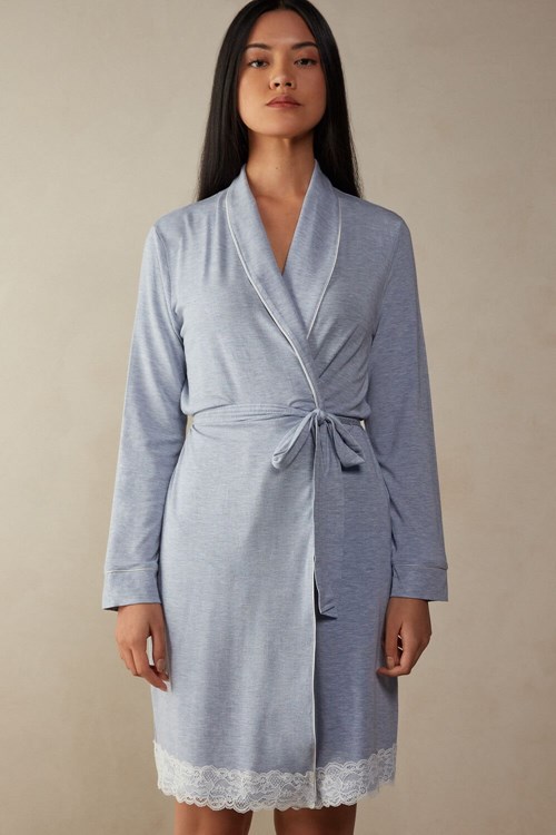 Intimissimi Modal Dantel Detail Robe Açık Mavi Açık Mavi | VXDFG-9781