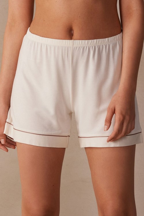 Intimissimi Modal Shorts with Contrast Trim Natural - 612i - Vanilla Ivory | RAHUN-5762