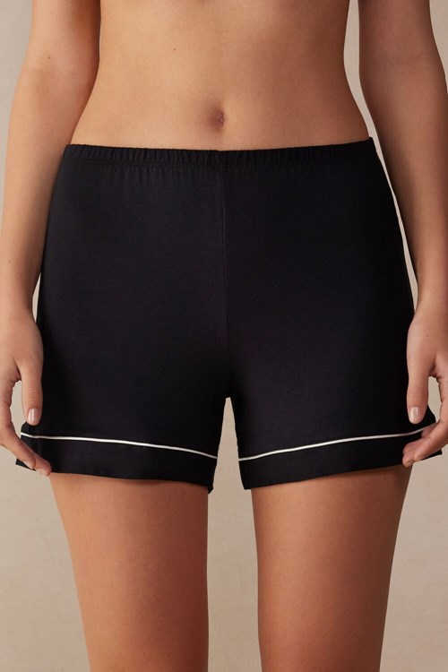 Intimissimi Modal Shorts with Contrast Trim Siyah Siyah | SOLPX-1596
