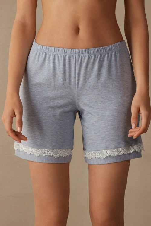 Intimissimi Modal Shorts with Dantel Details Açık Mavi Açık Mavi | TRLWS-5841