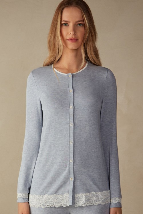 Intimissimi Modal and Dantel Cardigan Açık Mavi Açık Mavi | OFZIL-2065
