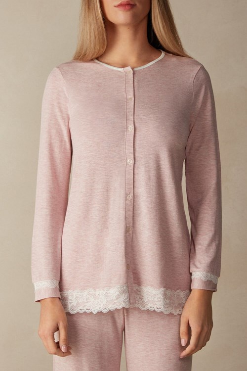 Intimissimi Modal and Dantel Cardigan Pembe Açık Pembe | CBZIG-3506