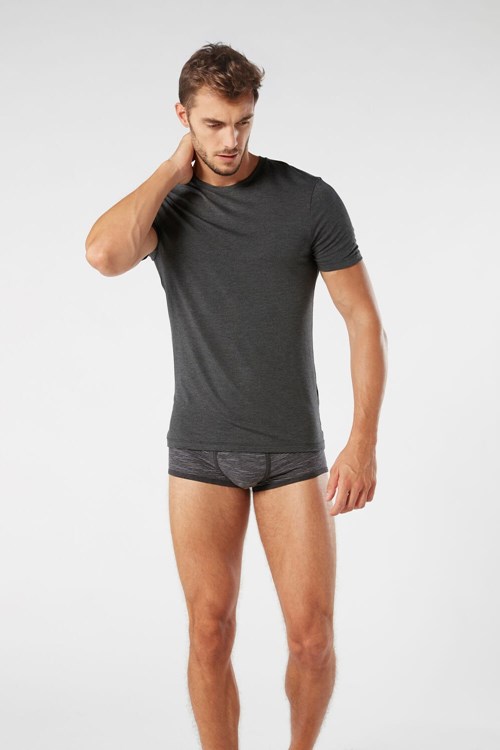Intimissimi Modal and Silk T-shirt Gri Koyu Gri | VRFPN-2097