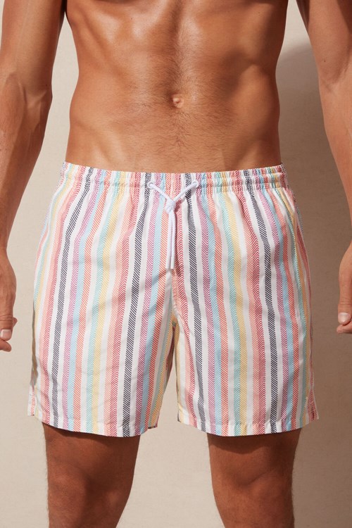 Intimissimi Multicolor Stripe Print Swim Trunks Renkli Renkli Baskılı | POXSD-9671