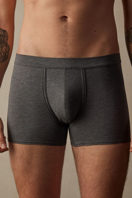 Intimissimi Natural Fresh Supima® Pamuklu Boxers Koyu Gri Gri Mavi | GUVAT-6853