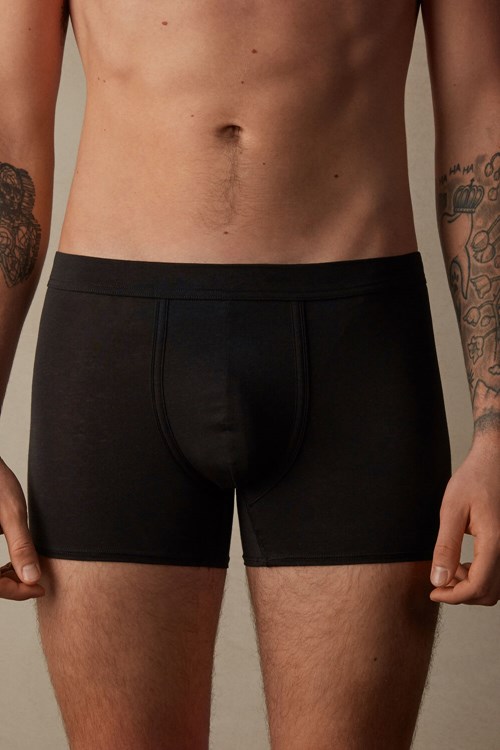 Intimissimi Natural Fresh Supima® Pamuklu Boxers Siyah Siyah | IKOXD-4386