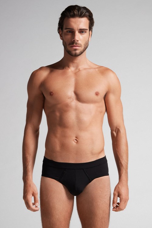 Intimissimi Natural Fresh Supima® Pamuklu Briefs Siyah Siyah Gri | JFLRE-3786
