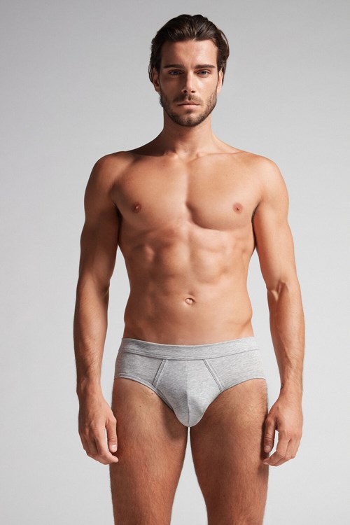Intimissimi Natural Fresh Supima® Pamuklu Briefs Gri Açık Gri | KQGYM-7260