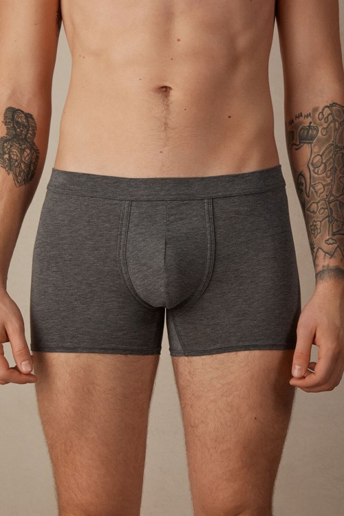 Intimissimi Natural Fresh Supima® Pamuklu Boxers Koyu Gri Gri | LNUJX-4026