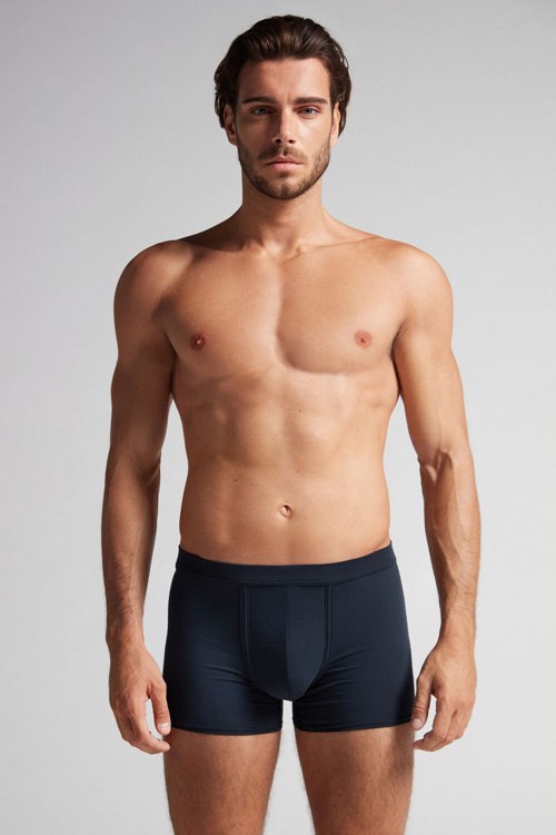 Intimissimi Natural Fresh Supima® Pamuklu Boxers Mavi Mavi | NZSKU-7094