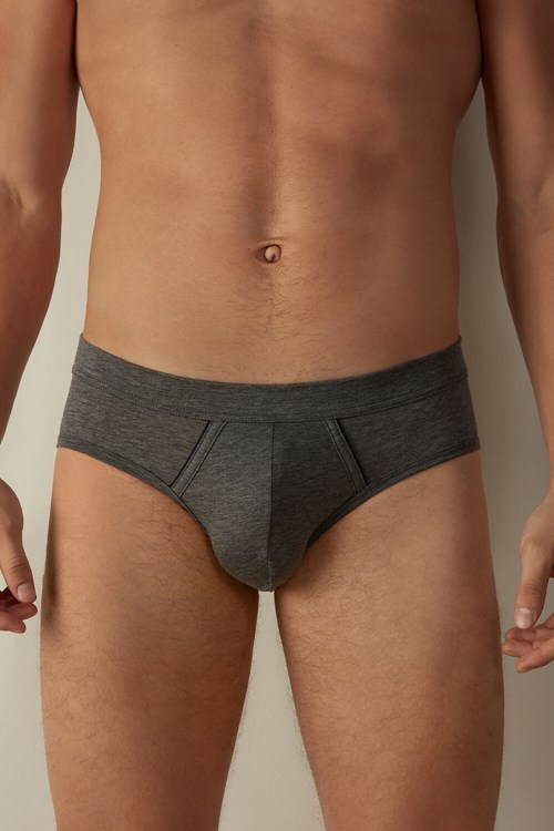 Intimissimi Natural Fresh Supima® Pamuklu Briefs Koyu Gri Gri Mavi | ONHXB-1438