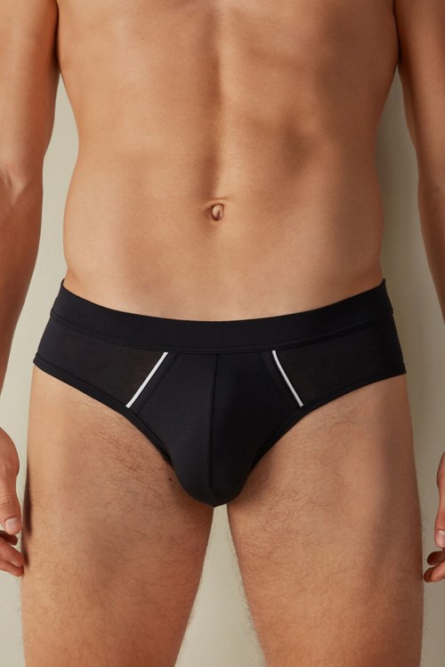Intimissimi Natural Fresh Supima® Pamuklu Briefs Mavi Mavi Beyaz | QIXLF-9234